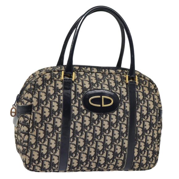 DIOR Trotter Canvas Hand Bag Navy Gold - Picture 1 of 12